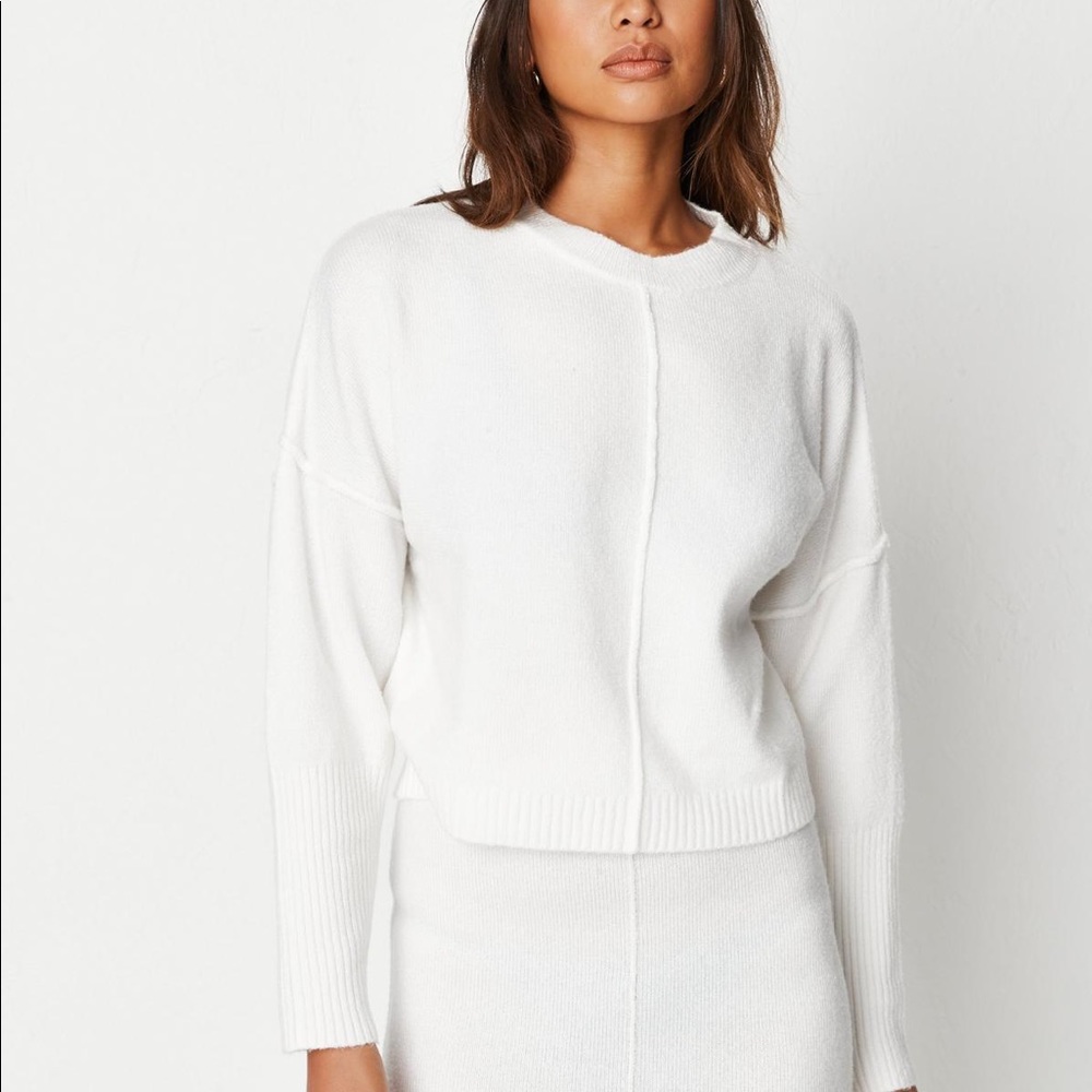 MissGuided - White Sweater & Skirt set